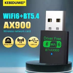 900Mbps USB WiFi 6 Bluetooth 5.4 어댑터 듀얼 밴드 2.4G 5G 무선 외부 수신기 동글 노트북 데스크탑 Win