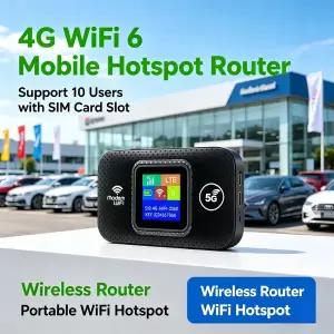 휴대용 모바일 핫스팟 4G WiFi 6 무선 라우터 내장 SIM 카드 슬롯 10명 사용자 지원