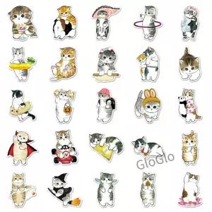 10/50PCS 만화 귀여운 고양이 모푸산드 스티커 DIY 전화 노트북 수하물 스케이트보드 그래피티 데칼 선물