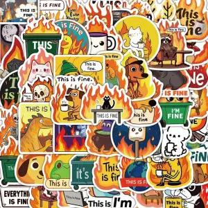50PCS 귀여운 This Is Fine 스티커 스케이트보드 클래식 그래피티 노트북 라이브폰 커피 DIY 풍경 벽 바
