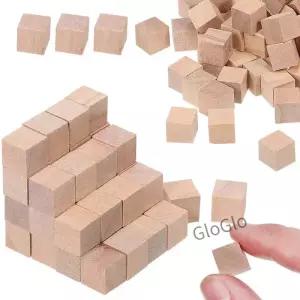 50/100개 나무 큐브 작은 블록 DIY 공예 빈 단단한