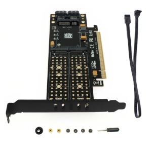 PCI-E 3.0 X16 ~ M.2 SSD pcie-m2 어댑터 Raiser M 키 B mSATA 2x7 핀 포트 NVME AHCI 3in1 라이저 카드