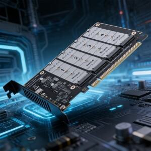 PCIE 익스프레스 5.0 Gen5 X16 분리형  RAID 카드 - 4X NVME M.2 NGFF SSD 어댑터 하드 드라이브 컨버터