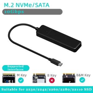 NGFF NVME M.2 솔리드 스테이트 드라이브 외장 인클로저 2230/2242/2260/2280 M.2-USB C 10Gbps SSD 타입 U