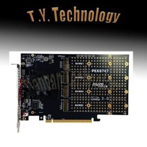4포트 M.2 NVMe 솔리드 스테이트 드라이브 PCIe x16 어댑터(PLX8747 E 3.0 스위치 포함)