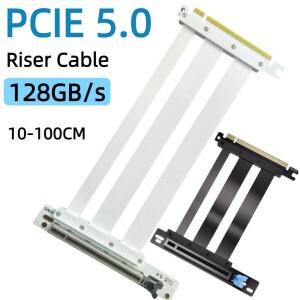 TISHRIC PCIE 5.0 X16 라이저 케이블 10-100cm 익스프레스 16X 확장 90도 ° 180 앵글 GPU 비디오 그래픽