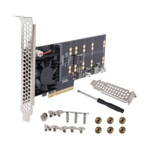 A53M 호환-M.2 NVMe SSD 확장 카드 PCIe 3.0 X8 쿼드 4베이 쿨링 팬 포함 분리형 호환 모듈
