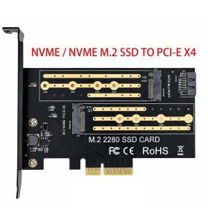 PCIe M.2 SSD 확장 어댑터 카드 X1/X4 NVMe 모델 및 SATA NGFF X4 옵션 PC 마더보드용 2230 2242
