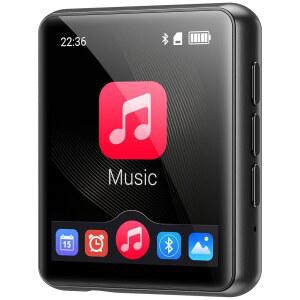 64GB MP3 플레이어 WITH BLUETOOTH 5.3 휴대용 디지털 무손실 음악 플레이어 내장 스피커 1.8인치 풀 터치 스크린 FM 라디오 이어폰 포함 최대 512GB 지원