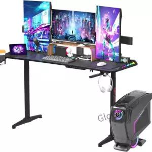 공장 직접 PC 블랙 긴 데스크탑 게임 책상에 대한 Led 빛