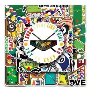 50Pcs 당구 시리즈 만화 귀여운 방수 스티커 스케이트 보드 스노우 레트로 비닐