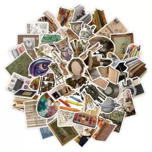 50 Pcs 만화 빈티지 예술적 그림 스티커 책상 스케이트 보드 노트북 저널 대 한 방수 비닐 데칼