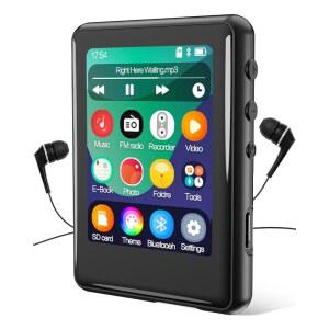 블루투스 5.3 TOKEMISC 16GB 풀 터치스크린 스피커가 탑재된 용 휴대용 음악 기기 MP3 플레이어FM 라디오 전자책 내장형 MICRO SD 카드 슬롯 이어폰 포함 최대 256GB 확장