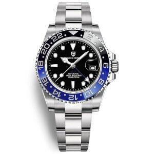 남성용 파가니 디자인 GMT 자동 40MM 데이트 100M 방수 스테인리스 스틸 사파이어 글라스 기계식 손목시계 PD-1662