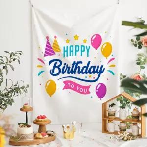 생일 태피스트리 장식 축하 스타일리시 벽걸이 사진 포스터 배경 자연스럽고 세련된 기념 부착 도구 39.4 x