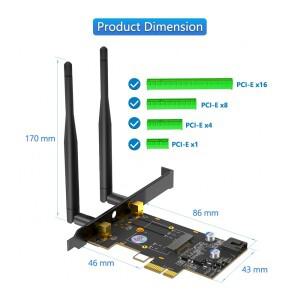 데스크탑 PC용 M.2 키 A - PCIe X1 어댑터는 방열판 Windows 7/10/11 확장 카드를 지원하며 A+E 모듈을 지