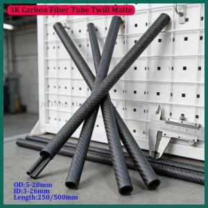 3K 탄소 섬유 튜브 트윌 매트 250/500mm 고강도 경량 RC 비행기 모델 항공기 액세서리용 1Pcs