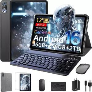 Raemond Android 16 태블릿 12인치 키보드 포함 T7250 옥타코어 36GB RAM ROM 2000x1200 IPS 90Hz HD
