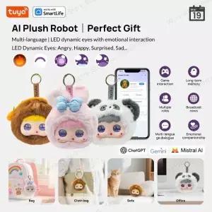 투야 스마트 AI 플러시 로봇 LED 눈 및 음성 제어 기능 탑재 인터랙티브 USB 충전식 선물/스마트 홈용 친구