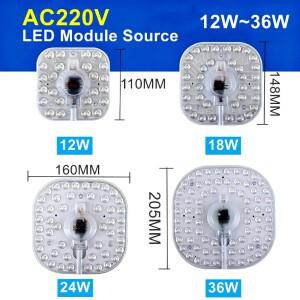 고휘도 링 패널 사각형 LED 모듈 소스 천장 36W 24W 18W 12W 조명 AC220V 보드 자석 포함