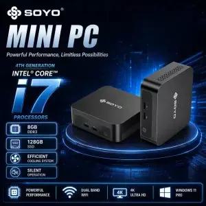 SOYO 미니 PC Y5 시리즈 4세대 인텔 코어 I3/I5/I7 C 8G RAM 128G ROM USB3.0 M.2 Windows10/11 데스크탑