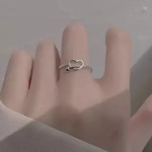 오픈링 심플 하트 실버