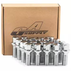 GA 공급 14x1.5 28mm 샹크 러그 볼트 20개 크롬 원뿔형 시트 높이 스터드 휠 스페이서용 헥스