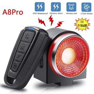 자전거라이트 자전거 후면 램프 제동등 도난 경보 원격 통화 무선 제어 USB 충전 LED 랜턴 파인더 경적 A8Pro