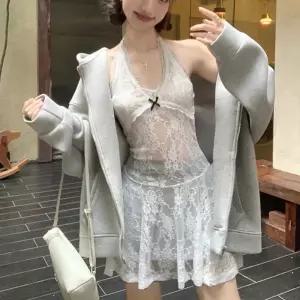 여성 레이스 시스루 플레어 레이어드 깜찍 이너원피스
