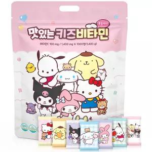 산리오 맛있는 키즈 비타민 1000정 유아 어린이 비타민C 영양제 복숭아맛 캐릭터 대용량