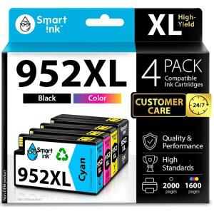 hp호환 952XL용 스마트 잉크 호환 카트리지 교체용 952 XL 4 콤보 팩(블랙 시안/마젠타/옐로우)으로 OFFICEJET PRO 8710 7740 8720 8715 8210 8703 및 8702 프린터와 함께 사용 가능합니다