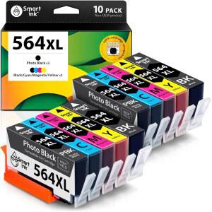 hp호환 564 XL용 스마트 잉크 호환 카트리지 교체용 564XL 하이 일드 10 콤보 팩(블랙 2개 PBK C/MECHATRONICSY 2개) - PHOTOSMART 6525 6520 7520 5520 7510 5510 7525 데스크젯 3520 3522 오피스젯 4620용