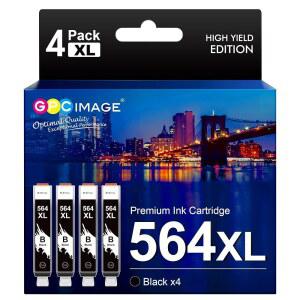GPC 이미지 호환 잉크 카트리지 교체용 hp호환 564XL 564 XL 데스크젯 3520 3522 오피스젯 4620 포토스마트 5520 6510 7520 7525 프린터(검정 4개)