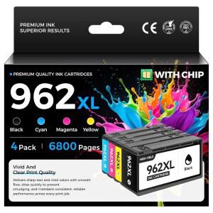 962XL 잉크 카트리지 콤보 4개 세트 hp호환 962 잉크용 고성능 교체품 OFFICEJET 9012 PRO 9010 9014 9015E 9016 9018 9019 9020 9022 9025 9028E 프린터와 호환