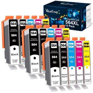 hp호환 프린터용 564XL 잉크 카트리지 15개 세트 | 564 교체용 포토스마트 7520 7525 7510 7515 B8550 B8553 B8558 C5324 C5370 (3 BK 3 PBK 및 C /M /Y)와 호환