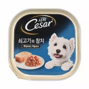 시저 강아지 습식사료 100g 소고기 참치 반려동물 영양 간식 파우치형 습식캔