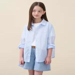 BI6364U01Q 빈폴 키즈 상의 스트라이프 오버핏 시어 셔츠 스카이 블루 U01Q 61100