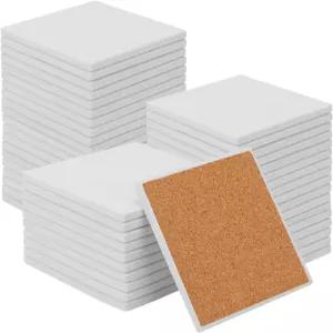 쿠크막리 48 PCS 사각 블랭크 세라믹 코스터 - 코크 백 패드가 있는 4 x 인치 미광택 DIY 모자이크 및