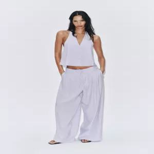 ZARA 자라 린넨 와이드 플리츠 팬츠 - 라일락 1255/476/629
