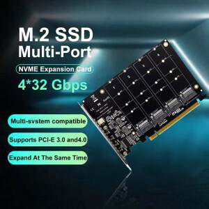 M.2 NVME PCIE 4.0 X16 SSD 확장 카드 GEN4 64GBPS 다중 드라이브 RAID 어댑터는 2230 2242 2280을 지원