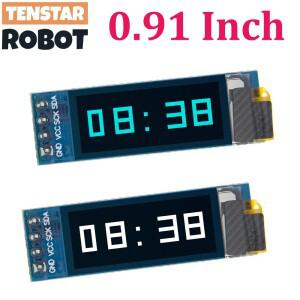 TSTARDEV I2C OLED 디스플레이 모듈 0.91인치 SSD1306 화이트/블루 스크린 드라이버 DC 3.3V~5V