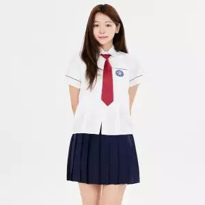 네이비라인 화이트 반팔 여자 교복셔츠 세트 학생복