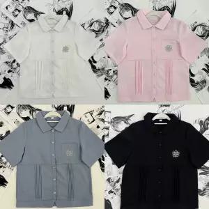 아코디언 플라워자수 반팔 교복셔츠(4color) 교복
