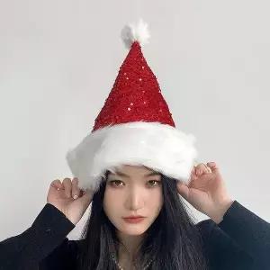 [인테리어가구]반짝이 벨벳 크리스마스 산타 모자 산타복장 산타분장 크리스마스 파티룩 크리스 (S27712...