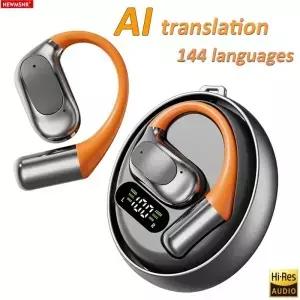 AI 번역기 클립온 헤드폰 144개 언어 실시간 양방향 번역 이어폰 스테레오 사운드 무선 블루투스 헤드셋