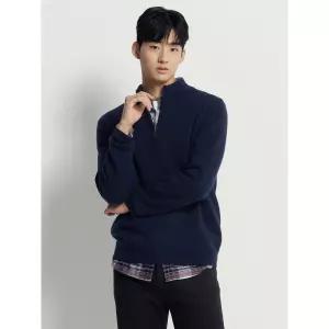 베럴비 쿼터집 풀오버 니트 - 네이비