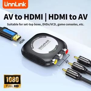Unnlink HD 1080P AV to HDMIHDMI 변환기 아날로그 섬유 동축 신호 RCA 오디오 디코더 어댑터 홈 스테레오
