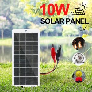 10W 휴대용 태양광 패널 12V 배터리 충전기 전압 조정기 보조 자동차 요트 RV 보트 야외 전지