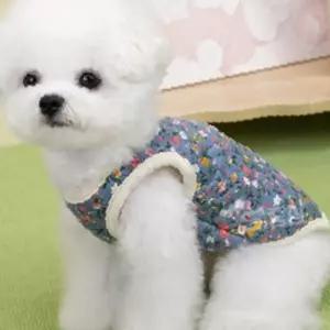 강아지 꽃무늬 조끼 겨울옷 후리스 김장조끼 PE