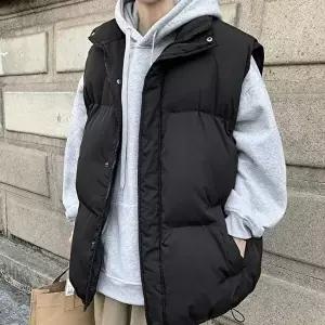 남성캐주얼 조끼패딩 자연스러운 스타일링 여유로운 오버핏 조끼 패딩 패딩조끼